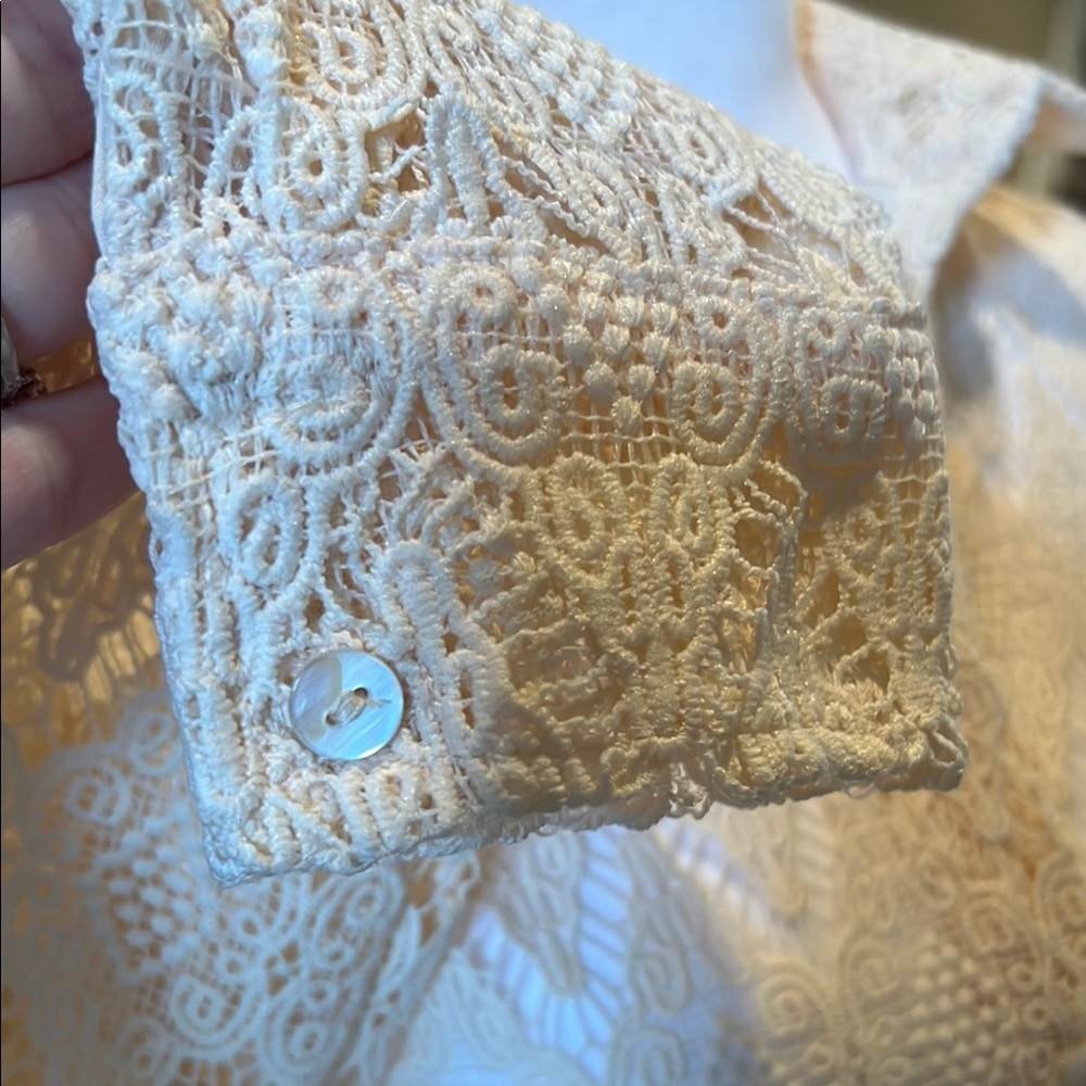 Cream Crochet Coverup, Blouse - Picture 3 of 8
